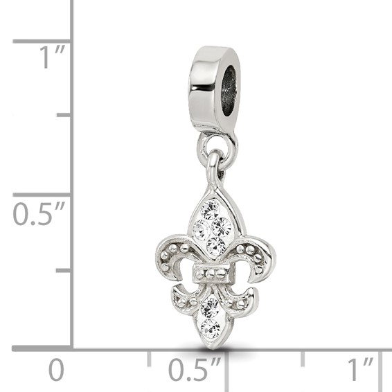 Sterling Silver Reflections Clear Preciosa Crystal Fleur De Lis Bead