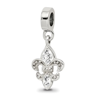 Sterling Silver Reflections Clear Preciosa Crystal Fleur De Lis Bead