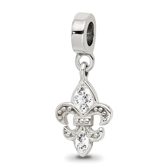 Sterling Silver Reflections Clear Preciosa Crystal Fleur De Lis Bead
