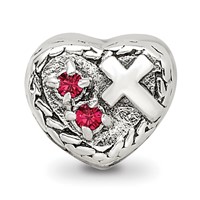 Sterling Silver Reflections CZ and Cross Heart Bead view 3