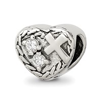 Sterling Silver Reflections CZ and Cross Heart Bead view 4