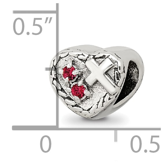 Sterling Silver Reflections CZ and Cross Heart Bead
