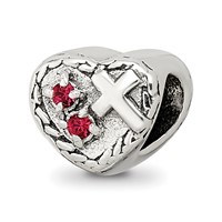 Sterling Silver Reflections CZ and Cross Heart Bead view 1