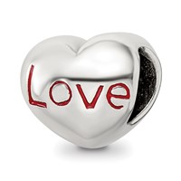 Sterling Silver Reflections Enameled Love Heart Bead view 1