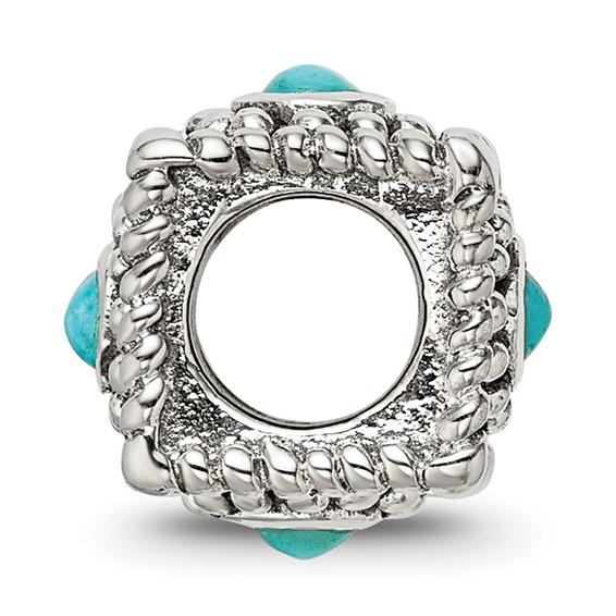 Sterling Silver Reflections Square 4 Stone Turquoise Bead