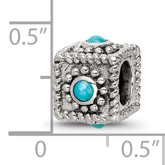 Sterling Silver Reflections Square 4 Stone Turquoise Bead