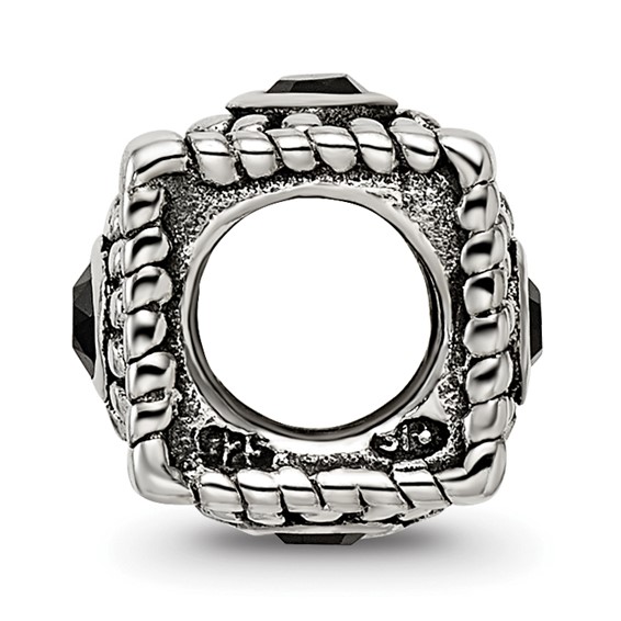 Sterling Silver Reflections Square 4 CZ Bead