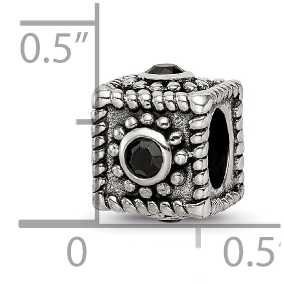 Sterling Silver Reflections Square 4 CZ Bead