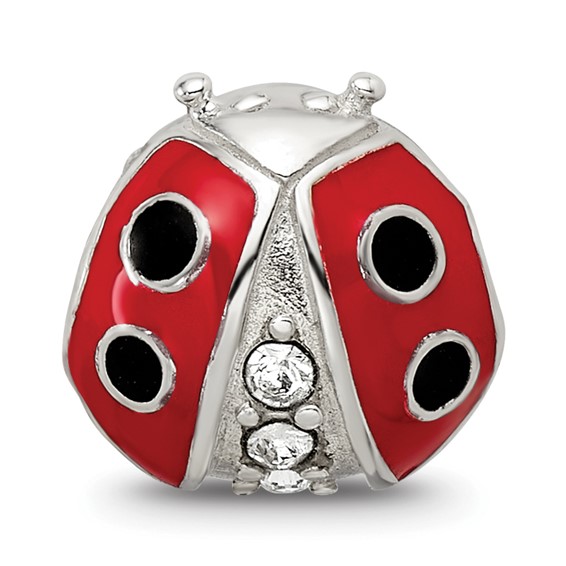 Sterling Silver Reflections Enameled Ladybug w/ Preciosa Crystal Bead