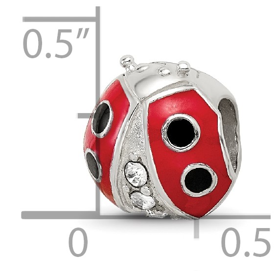 Sterling Silver Reflections Enameled Ladybug w/ Preciosa Crystal Bead