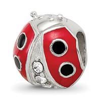 Sterling Silver Reflections Enameled Ladybug W Preciosa Crystal Bead view 1
