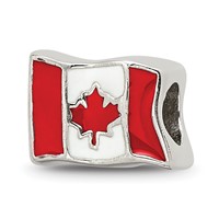 Sterling Silver Reflections Enameled Canada Flag Bead view 1
