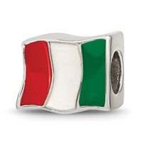 Sterling Silver Reflections Enameled Italy Flag Bead view 5