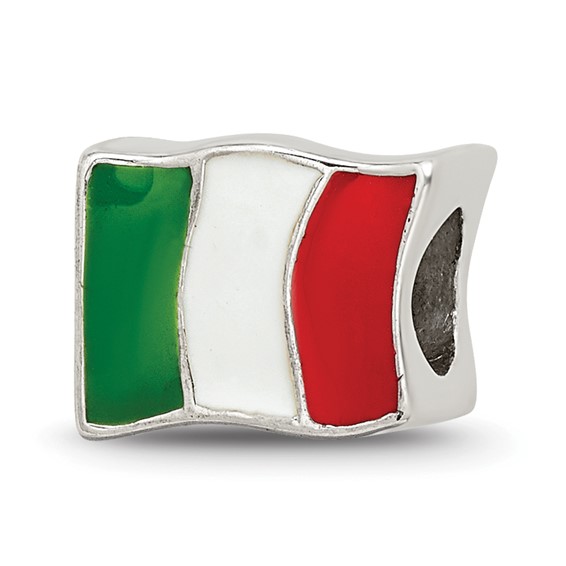 Sterling Silver Reflections Enameled Italy Flag Bead