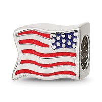 Sterling Silver Reflections Enameled Usa Flag Bead view 5
