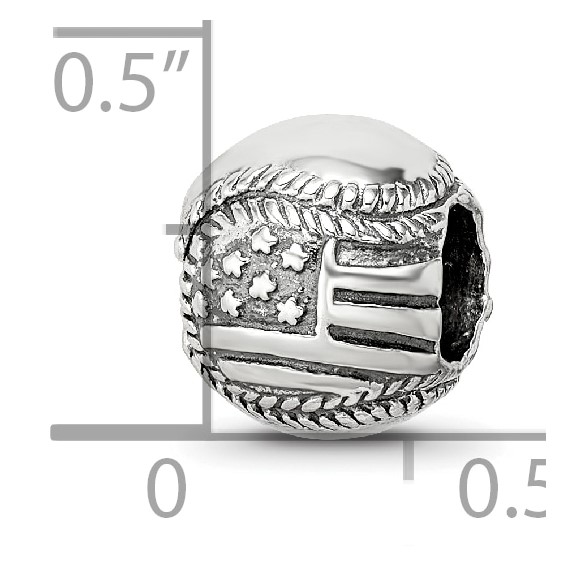Sterling Silver Reflections USA Flag Baseball Bead