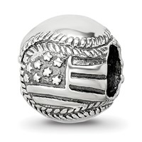 Sterling Silver Reflections Usa Flag Baseball Bead view 1