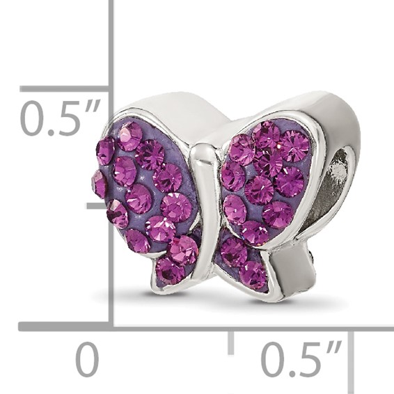 Sterling Silver Reflections Purple Preciosa Crystal Butterfly Bead