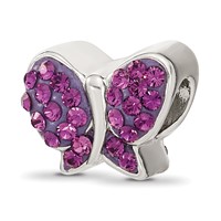 Sterling Silver Reflections Purple Preciosa Crystal Butterfly Bead view 1