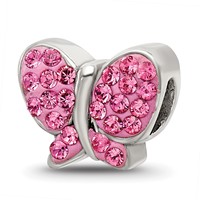 Sterling Silver Reflections Pink Preciosa Crystal Butterfly Bead view 5