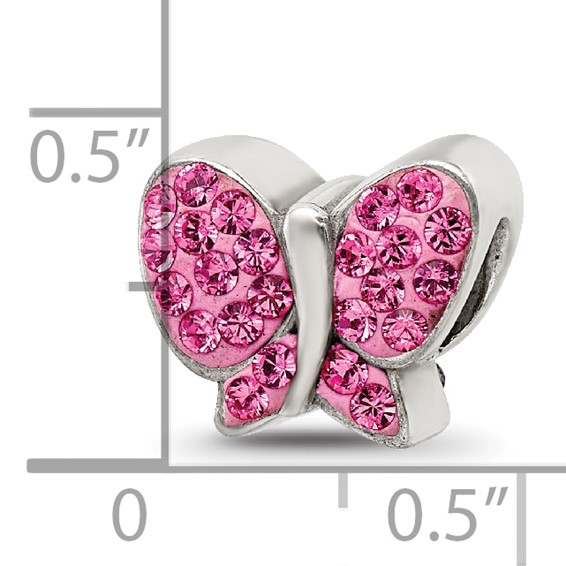 Sterling Silver Reflections Pink Preciosa Crystal Butterfly Bead