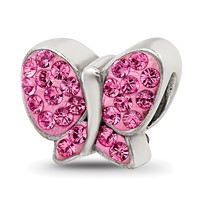 Sterling Silver Reflections Pink Preciosa Crystal Butterfly Bead view 1