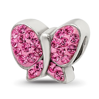 Sterling Silver Reflections Pink Preciosa Crystal Butterfly Bead