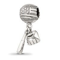 Sterling Silver Reflections Baseball Glove & Bat Dangle Bead view 5