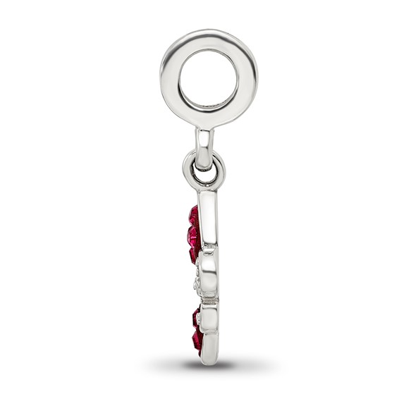 Sterling Silver Reflections Red Preciosa Crystal Fleur De Lis Dangle Bead