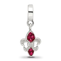 Sterling Silver Reflections Red Preciosa Crystal Fleur De Lis Dangle Bead view 4