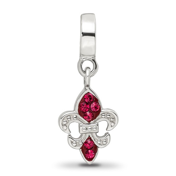 Sterling Silver Reflections Red Preciosa Crystal Fleur De Lis Dangle Bead