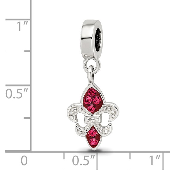 Sterling Silver Reflections Red Preciosa Crystal Fleur De Lis Dangle Bead
