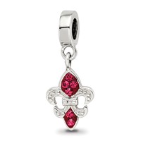 Sterling Silver Reflections Red Preciosa Crystal Fleur De Lis Dangle Bead view 1