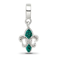 Sterling Silver Reflections Green Preciosa Crystal Fleur De Lis Dangle Bead view 4