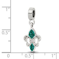 Sterling Silver Reflections Green Preciosa Crystal Fleur De Lis Dangle Bead view 3