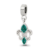 Sterling Silver Reflections Green Preciosa Crystal Fleur De Lis Dangle Bead view 1