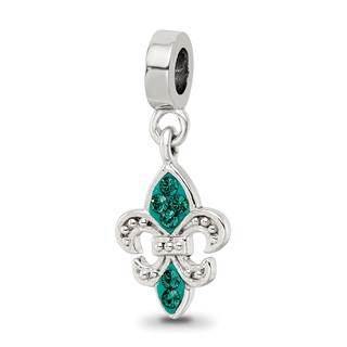 Sterling Silver Reflections Green Preciosa Crystal Fleur De Lis Dangle Bead