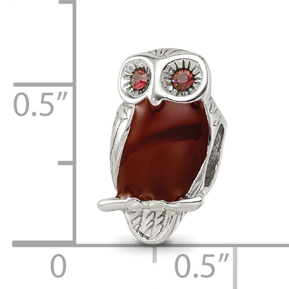 Sterling Silver Reflections Brown Enameled Wise Owl Bead