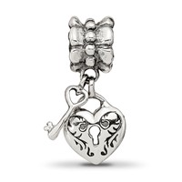 Sterling Silver Reflections Heart & Key Dangle Bead view 4