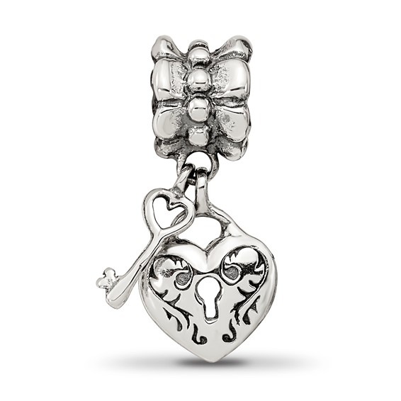 Sterling Silver Reflections Heart & Key Dangle Bead