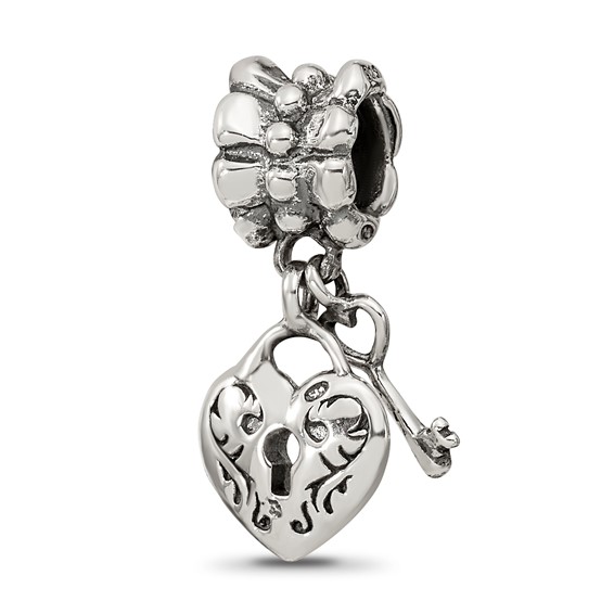 Sterling Silver Reflections Heart & Key Dangle Bead