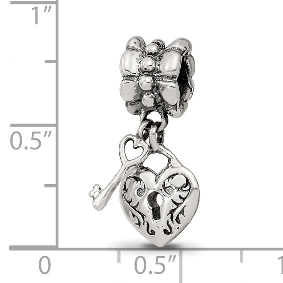 Sterling Silver Reflections Heart & Key Dangle Bead