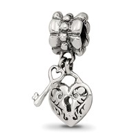 Sterling Silver Reflections Heart & Key Dangle Bead view 1