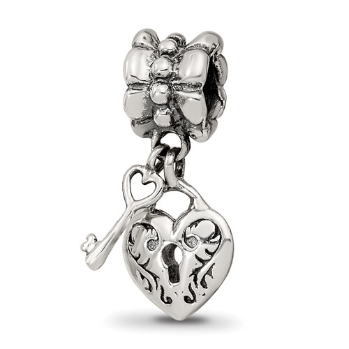 Sterling Silver Reflections Heart & Key Dangle Bead