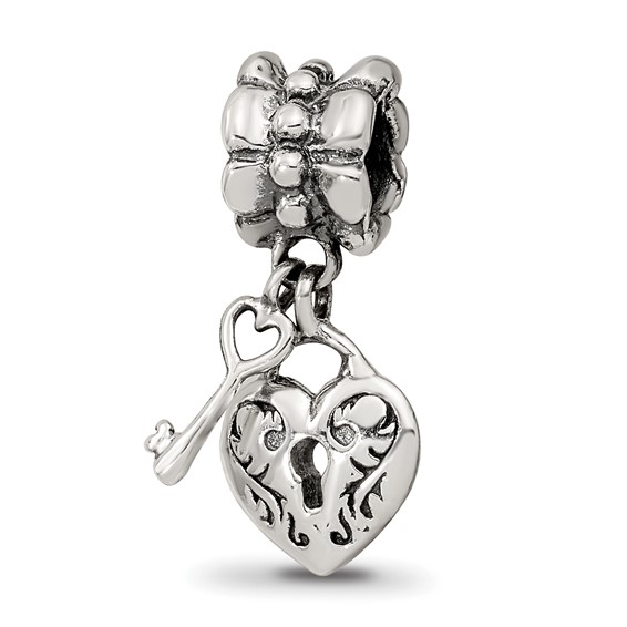 Sterling Silver Reflections Heart & Key Dangle Bead