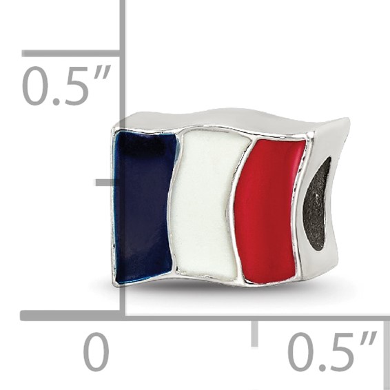 Sterling Silver Reflections Enameled France Flag Bead