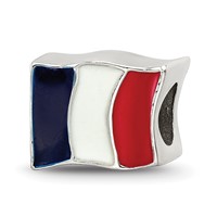 Sterling Silver Reflections Enameled France Flag Bead view 1