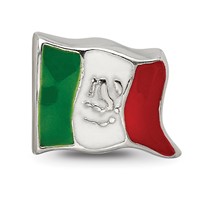 Sterling Silver Reflections Enameled Mexico Flag Bead view 3
