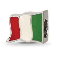 Sterling Silver Reflections Enameled Mexico Flag Bead view 5