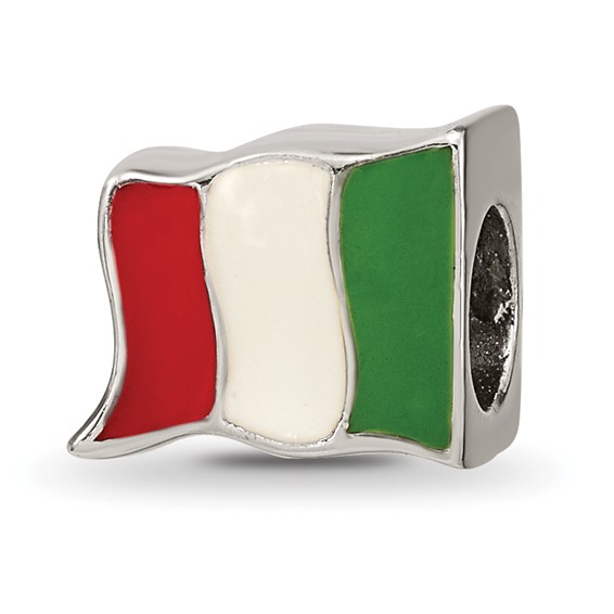 Sterling Silver Reflections Enameled Mexico Flag Bead